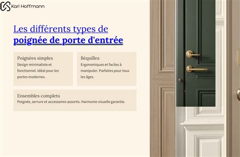 Illustration des différents types de poignées (simple et double)