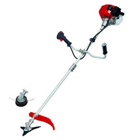 Vue d'ensemble de la débroussailleuse thermique Einhell GC-BC 52 I AS avec ses accessoires de coupe