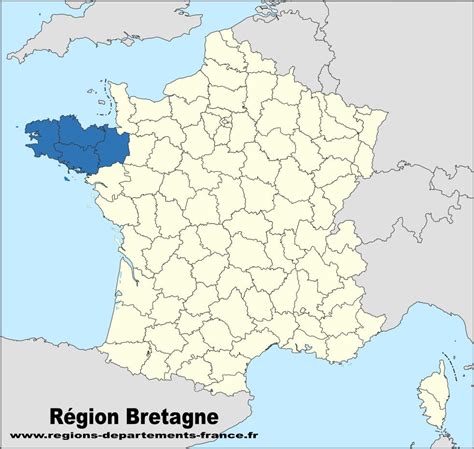Carte de la Bretagne, région où l'hortensia est très présent