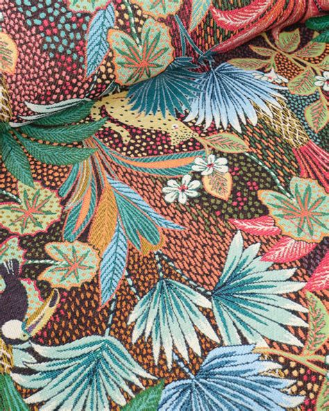 Tissu jacquard motif hortensia