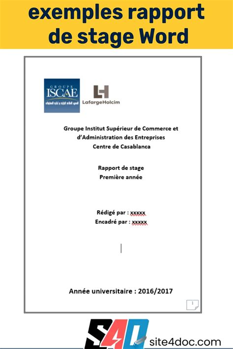 Exemple d'organisation de documents en annexe pour un rapport de stage