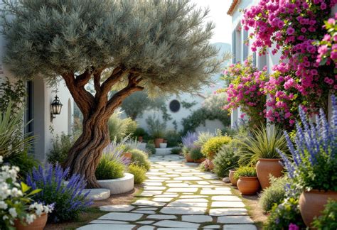 Exemple de jardin méditerranéen à faible consommation d'eau