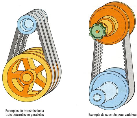 Diagramme de passage de la courroie entre les poulies du moteur et du rouleau scarificateur