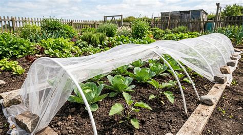 Illustration d'un filet anti-insectes installé sur des arceaux au potager