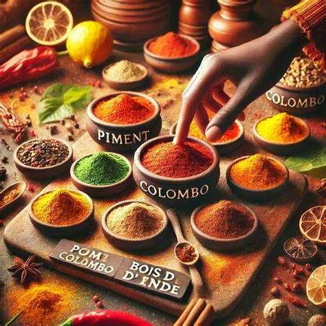 Schéma explicatif des saveurs du colombo et des épices utilisées en cuisine créole