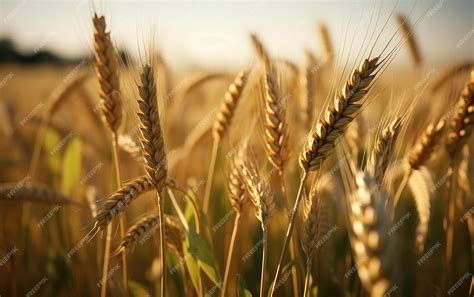 Champs de blé avec des épis en gros plan