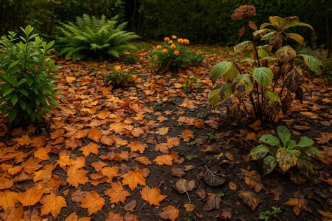 Tapis de feuilles mortes pour la protection hivernale des bulbes