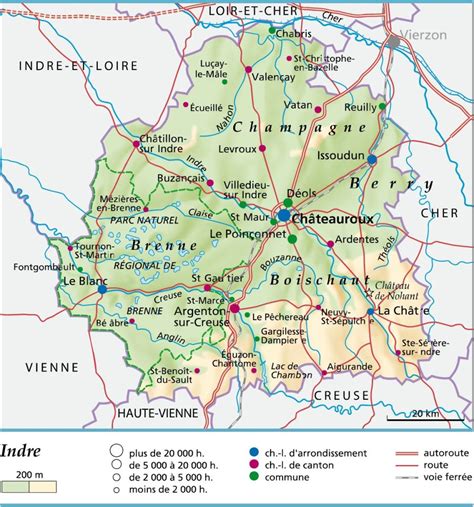 Carte géographique localisant le département de l'Indre en France