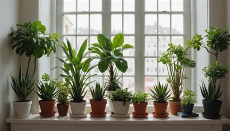 Plantes sur rebord de fenêtre intérieur