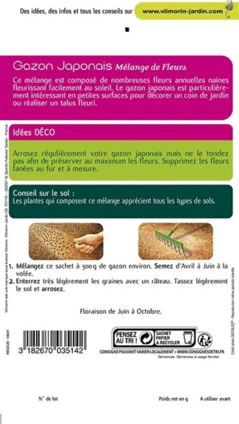 Infographie récapitulative des avantages du Gazon Japonais Vilmorin