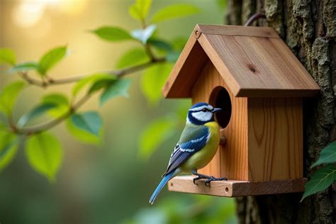 Schéma de l'installation d'un cône anti-prédateurs sur un arbre avec un nichoir