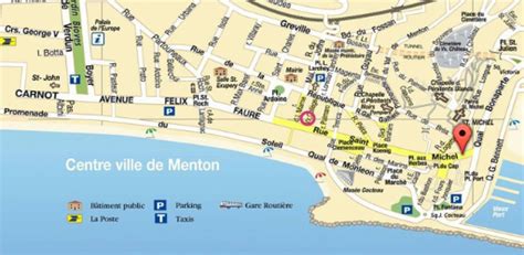 Plan de Menton avec localisation de la Rue Jeanne