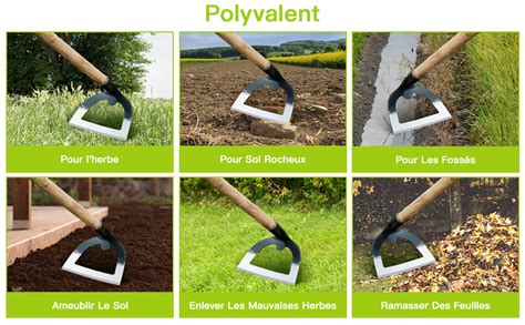 Schéma illustrant les différentes parties d'une houe de jardinage traditionnelle