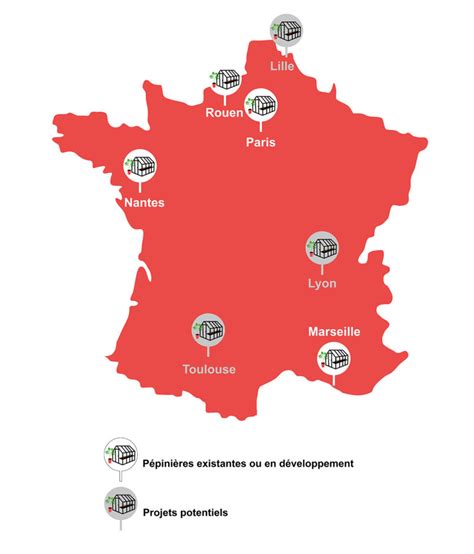 carte des pépinières spécialisées en France