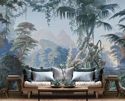 Exemple de papier peint panoramique avec paysage exotique
