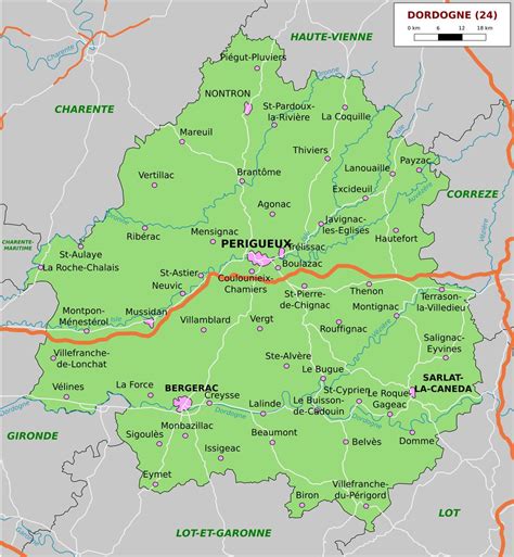 Carte de la région de la Dordogne