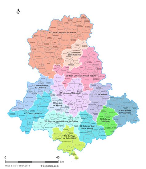 Carte de la Haute-Vienne avec le Dorat