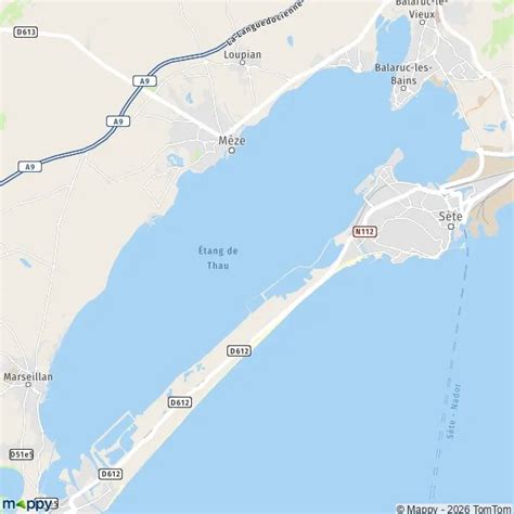 Carte de l'Étang de Thau avec ses différentes zones d'activités