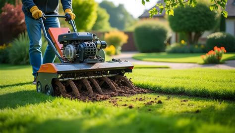 Photo montrant une pelouse avant et après l'utilisation d'un scarificateur