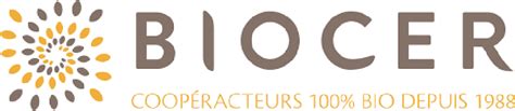 Logo de la coopérative Biocer avec un champ de blé stylisé