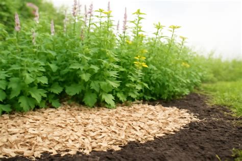 Allée de jardin recouverte de copeaux de bois