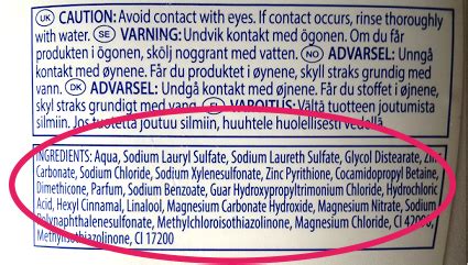 liste d'ingrédients d'un produit cosmétique
