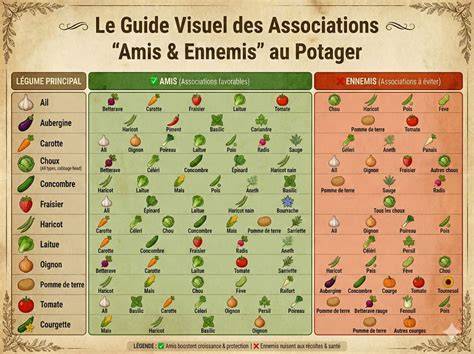 Infographie des associations bénéfiques entre plantes aromatiques et légumes