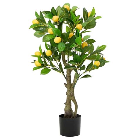 Un citronnier artificiel majestueux dans un salon lumineux