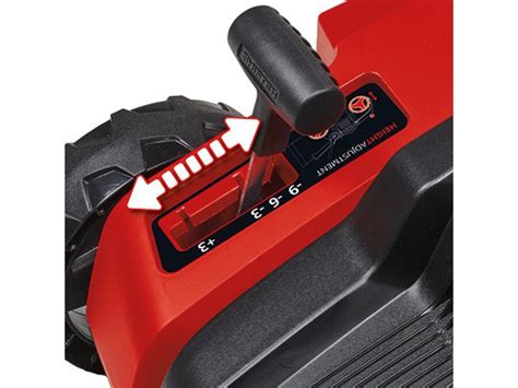 Schéma technique d'un scarificateur Einhell montrant le rouleau de lames et le système de réglage de profondeur
