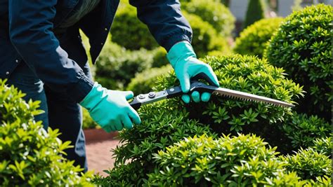 Un jardinier professionnel utilisant un sécateur pour tailler un arbuste ornemental avec précision