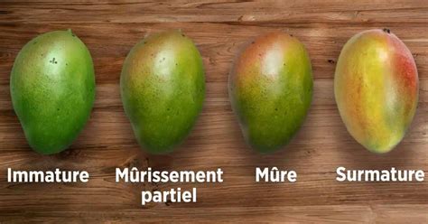 Illustration montrant des pommes rouges et une mangue mûre sur une table en bois