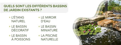 Schéma comparatif de différents types de bassins de jardin