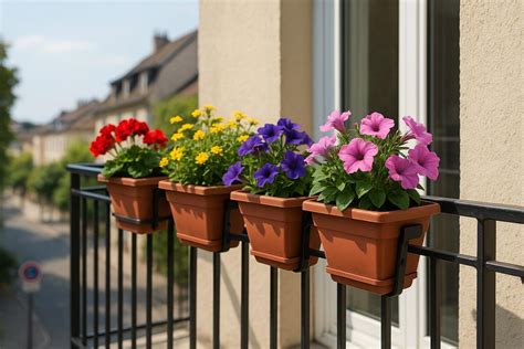 Jardinières géotextiles sur un balcon