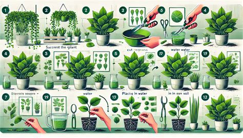 Schéma illustrant les étapes de découpe d'une bouture d'hortensia