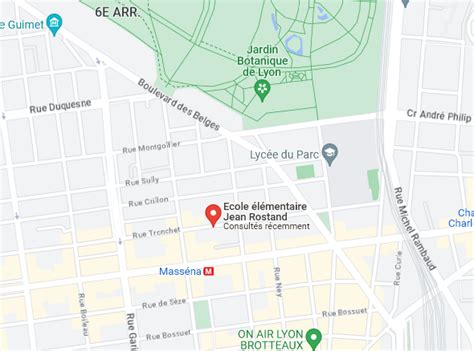 Plan de l'emplacement de l'École Les Géraniums à La Duchère, Lyon