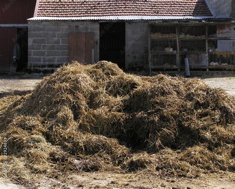 Un tas de fumier traditionnel devant une ferme ancienne