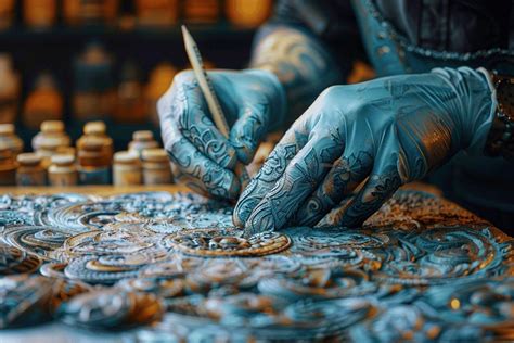 Un tatoueur travaillant sur un motif complexe dans un atelier nantais