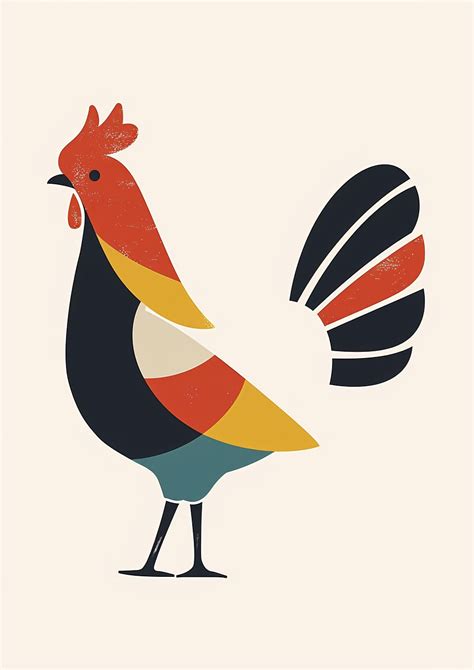 Coq stylisé en héraldique