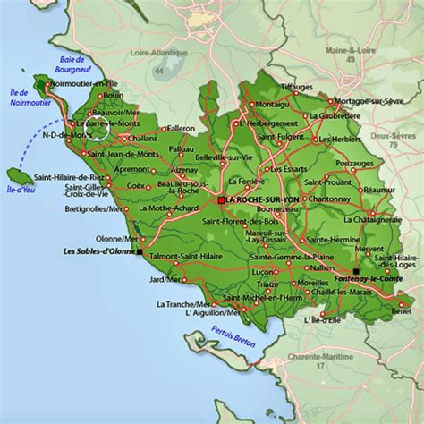 Carte de la Vendée avec le Logne et Grand-Lieu mis en évidence