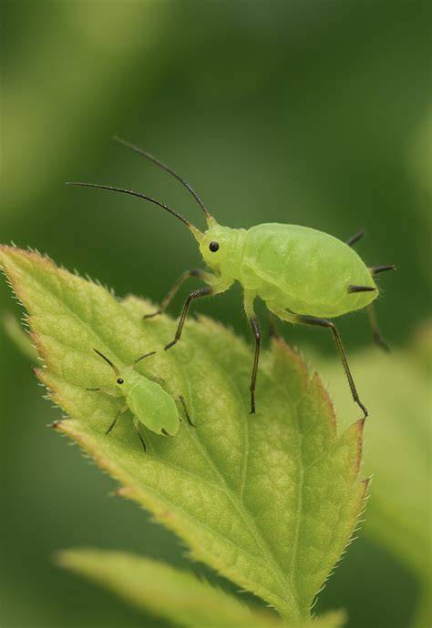 Pucerons sur une feuille de géranium