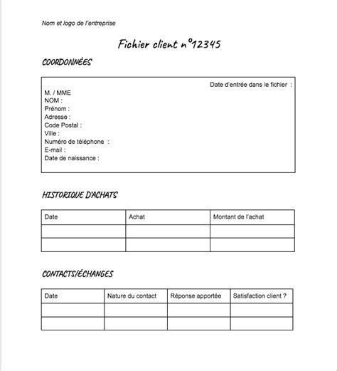 Modèle de fiche client pour jardinier paysagiste