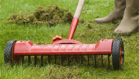 Scarificateur manuel en action sur une pelouse