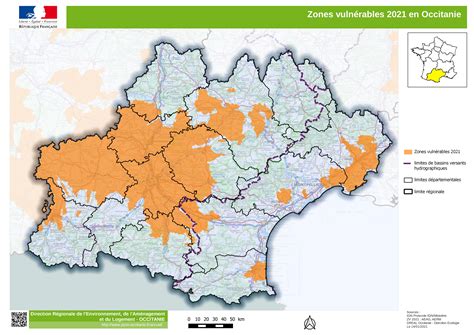 Carte des zones vulnérables et règles d'épandage