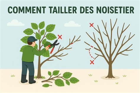 Schéma illustrant la structure d'un noisetier dans un jardin