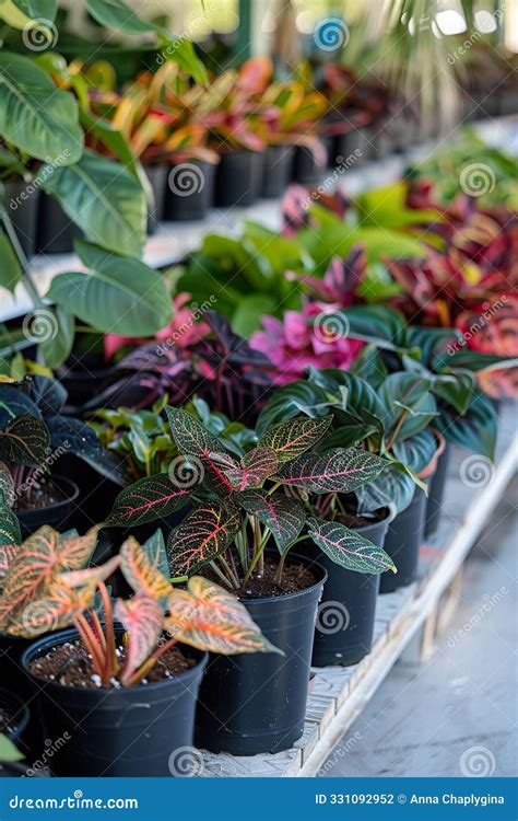 Various potted plants in a garden center
