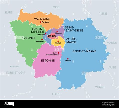 Carte de l'Île-de-France mettant en évidence les zones de production des Potagers du Télégraphe
