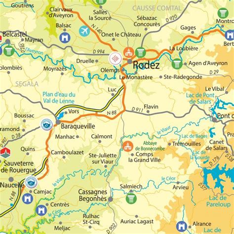 Carte de Rodez et de la région Occitanie