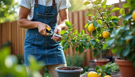 Schéma illustrant les étapes de préparation d'une bouture de citronnier : coupe en biseau, effeuillage et mise en pot