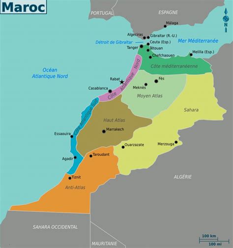 Carte du Maroc avec indication des principales régions oléicoles