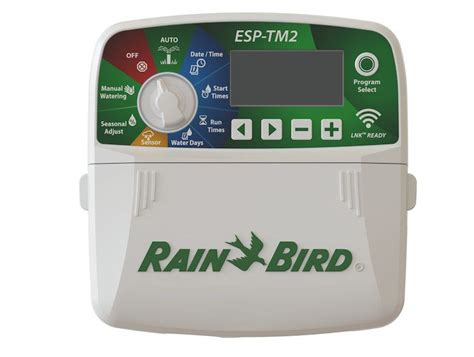 Schéma illustrant l'installation typique d'un programmateur extérieur Rain Bird ESP-TM2 relié à une ligne d'électrovannes 24V